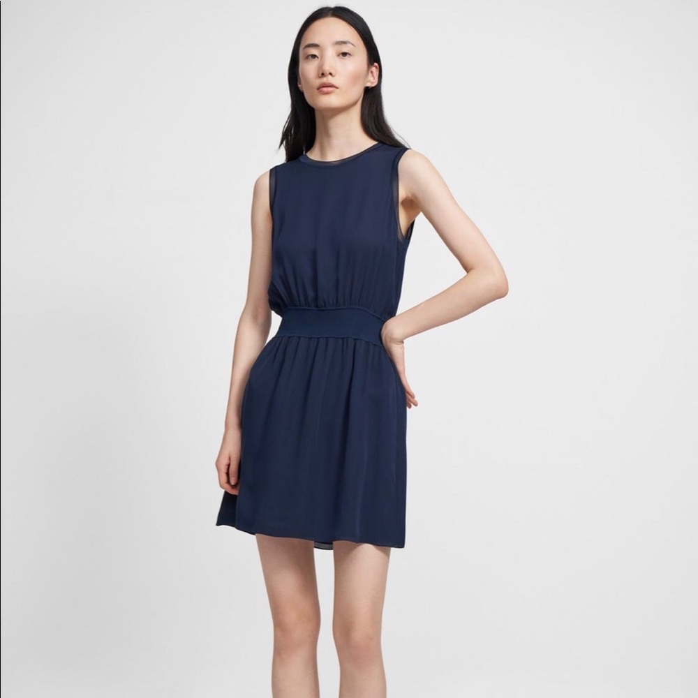 Theory dress, silk, navy blue